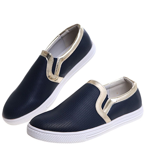 Dziewczęce granatowe trampki slip on /F5-1 11713 T193/