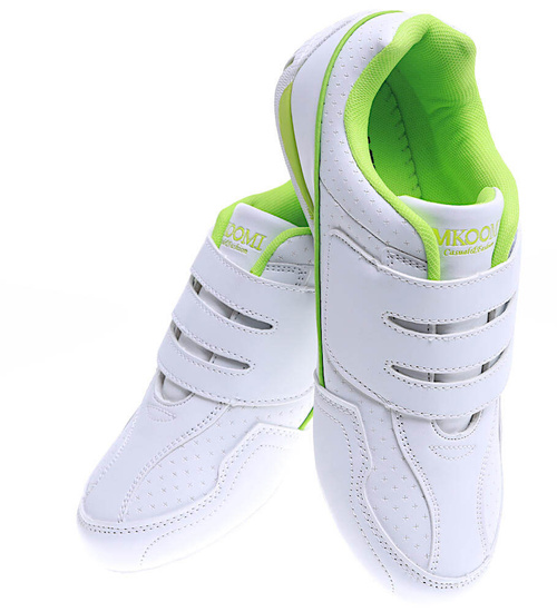 Biało zielone sportowe buty na rzepy /D9-3 15661 T244/