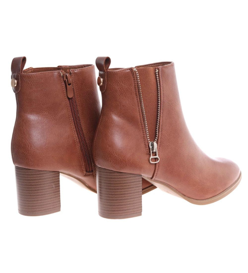Ocieplane botki damskie na obcasie Camel /A1-3 18418 W4/