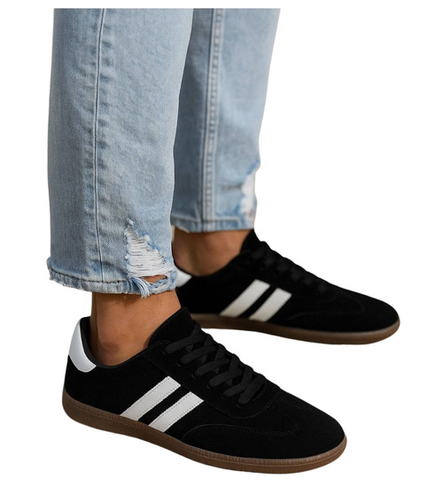 Czarne trampki halówki męskie z zamszu /D8-1 18157 T486/