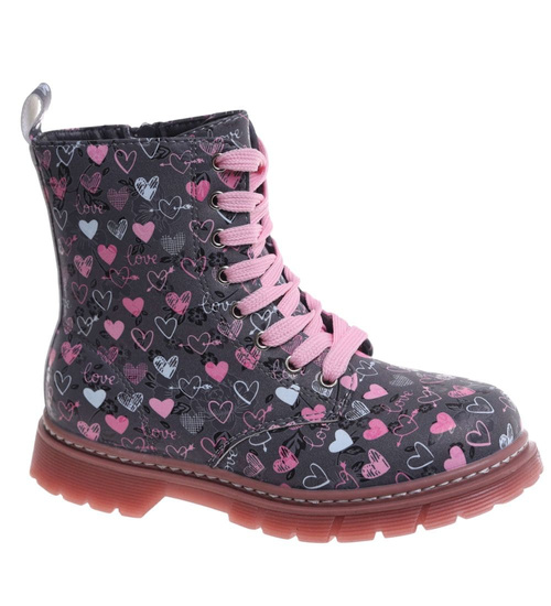 Zimowe czarne dziewczęce trapery z futerkiem /F6-2 18438 T399/