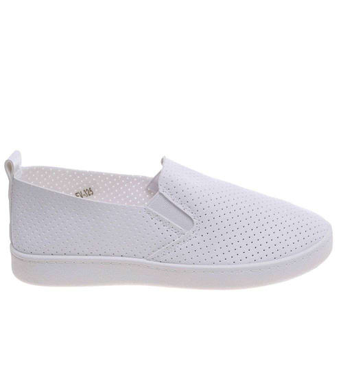 Białe damskie tenisówki slip on /L3-2 18804 W137/