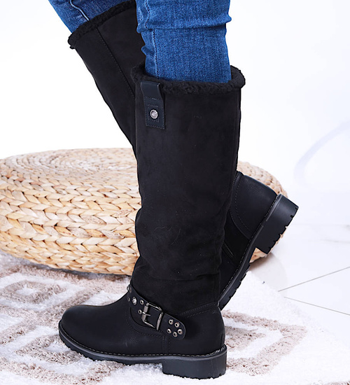 Ocieplane zimowe kozaki damskie Czarne /G3-1 15286 T426/