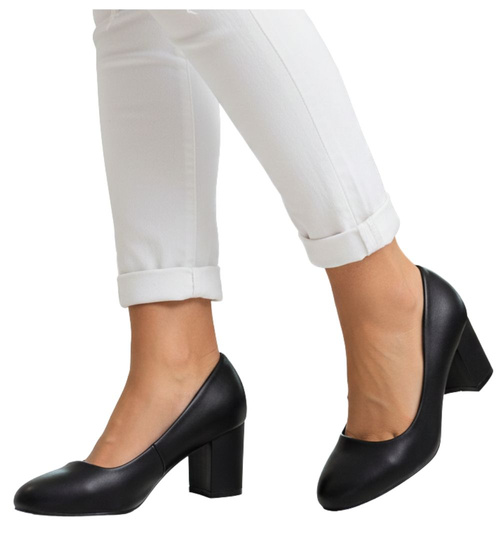 Czarne czółenka na słupku /A9-2 12661 T492/