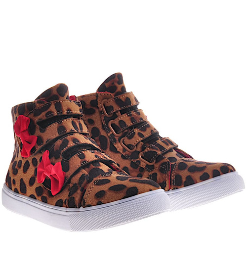 Wysokie trampki dziewczęce w panterkę /B3-3 3871 S281/