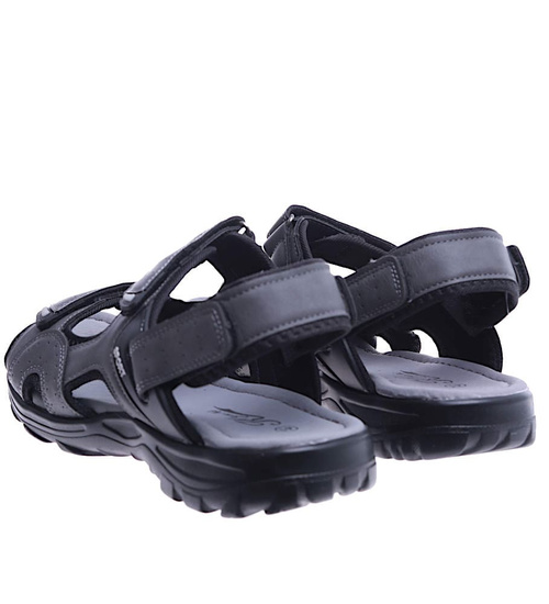 Szare męskie sandały na rzepy /C5-3 16152 S435/