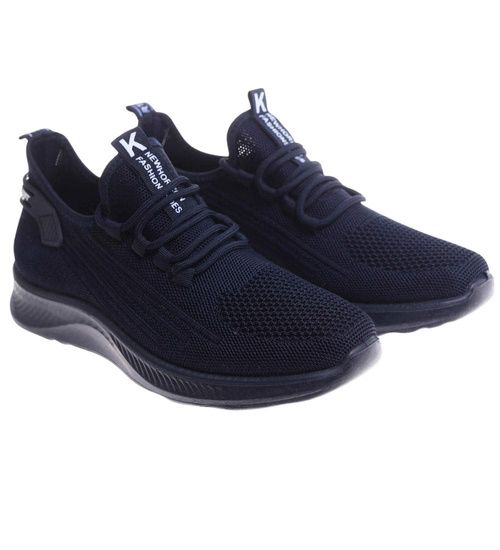 Lekkie granatowe męskie sneakersy /D1-2 17761 GF285/