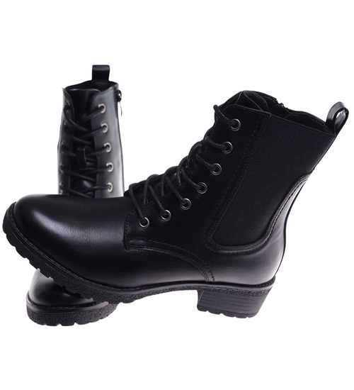 Czarne botki trapery damskie /E4-3 18271 W485/