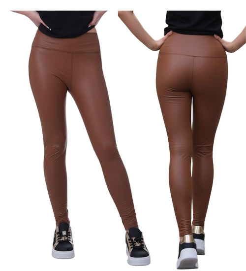 Elastyczne ciemno brązowe legginsy damskie /H UB923 T189/