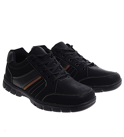 Sznurowane czarne męskie buty sportowe /E1-2 16670 T400/