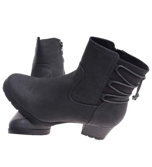 Zimowe szare botki na niskim obcasie /F5-3 18506 T386/