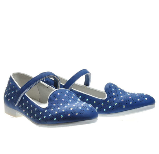 Niebieskie balerinki dziewczęce z paseczkiem /G9-3 4434 S077