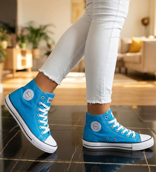 Wysokie niebieskie trampki damskie /F2-1 11089 T100/