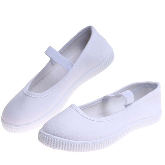 Wsuwane białe dziewczęce tenisówki balerinki czeszki z paseczkiem /B2-2 17308 T125/