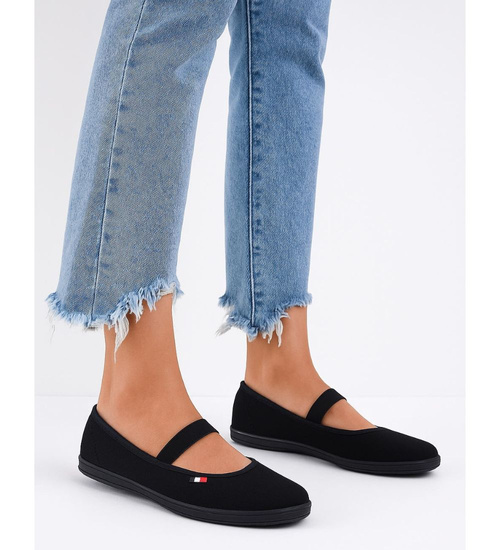 Czarne wsuwane balerinki tenisówki czeszki /G13-1 15770 T292/