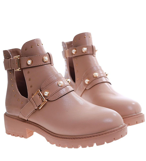 Wycięte botki damskie Cappucino /E7-3 13401 S290/