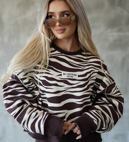 Brązowo biała bluza damska Bgcouture /H UB661 L121/