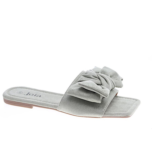 Płaskie oliwkowe klapki damskie /E2-2 13703 T194/