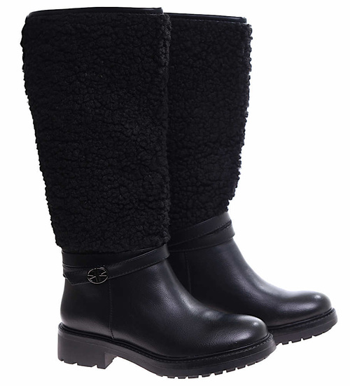 Czarne kozaki płaskie kozaki damskie /E9-1 16918 G285/