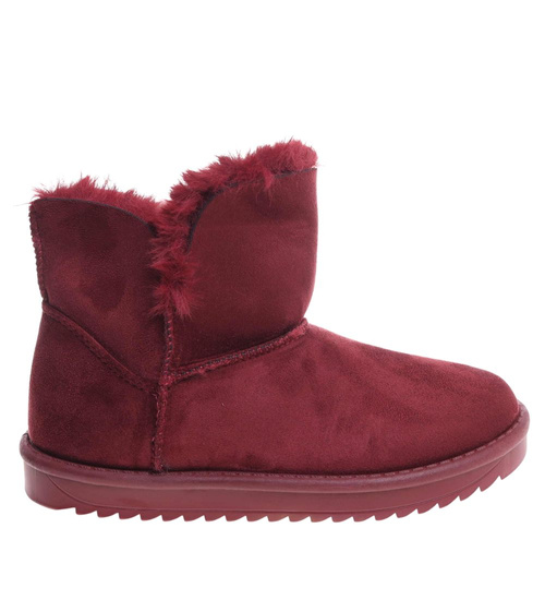 Bordowe kozaki śniegowce z futerkiem /E8-2 18359 T195/