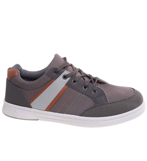 Wiązane szare trampki męskie /A5-2 17981 T236/