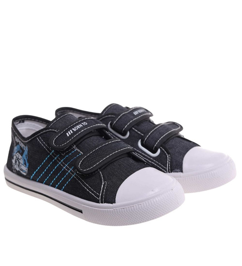 Czarne tenisówki chłopięce na rzepy /F6-1 18030 T189/