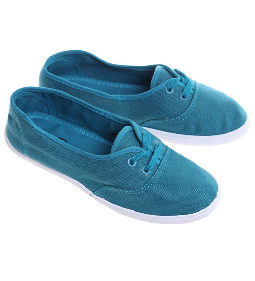 Wiązane damskie tenisówki turkusowe /D8-1 18096 S098/