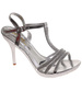 Błyszczące srebrne sandały na szpilce /B4-2 17902 G182/