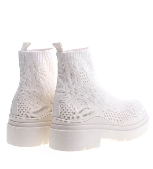 Beżowe trampki damskie na platformie /C1-2 13377 T292/