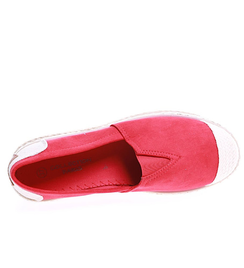 Czerwone materiałowe balerinki espadryle /A2-2 15659 T194/