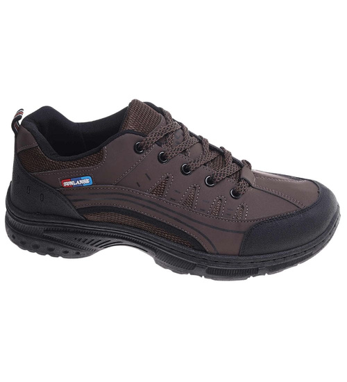 Sznurowane męskie buty trekkingowe Brązowe /E8-1 18168 S393/