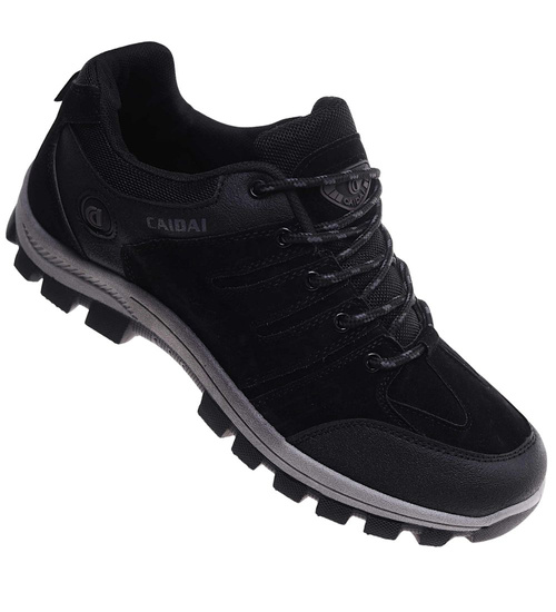 Sznurowane czarne męskie buty trekkingowe /F3-1 18103 S396/