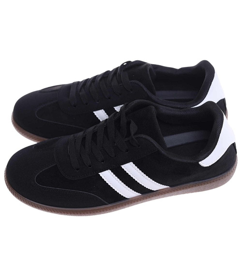 Czarne trampki halówki męskie z zamszu /D8-1 18157 T486/