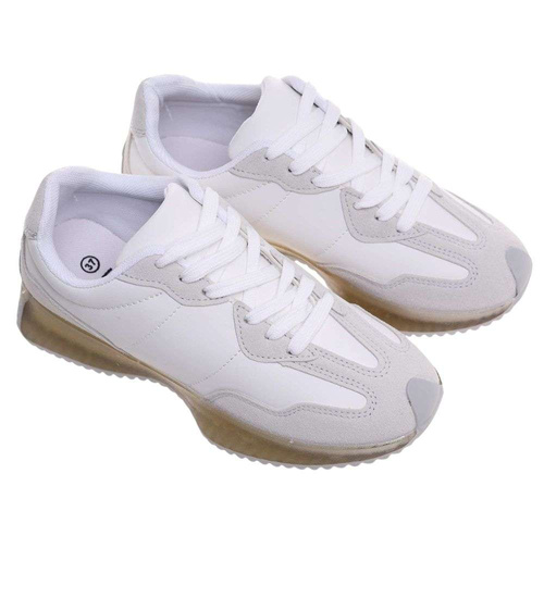 Biało szare damskie sneakersy buty sportowe /D7-2 18849 T155/