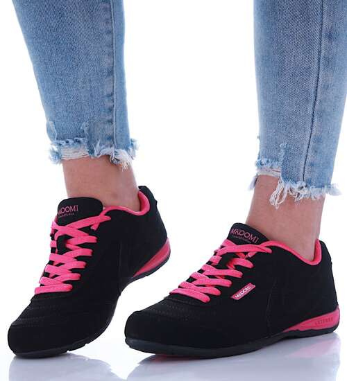 Lekkie czarno fuksjowe buty sportowe /E2-1 H2 14737 S149/