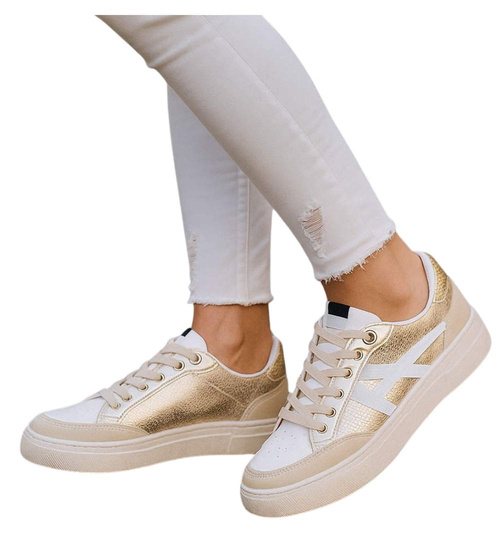 Trampki damskie sznurowane złote /i6-2 H2 18477 W16-6/