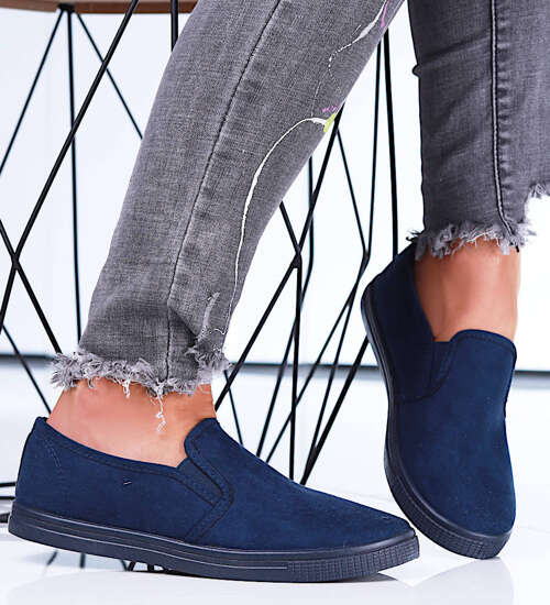 Wsuwane granatowe tenisówki z tkaniny /C2-2 15662 T178/