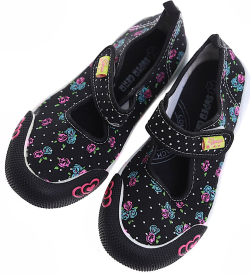 Dziewczęce wycięte czarne tenisówki z rzepem /G12-1 16889 T1-6/