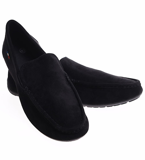 Czarne półbuty męskie wsuwane mokasyny /A5-2 16630 S398/