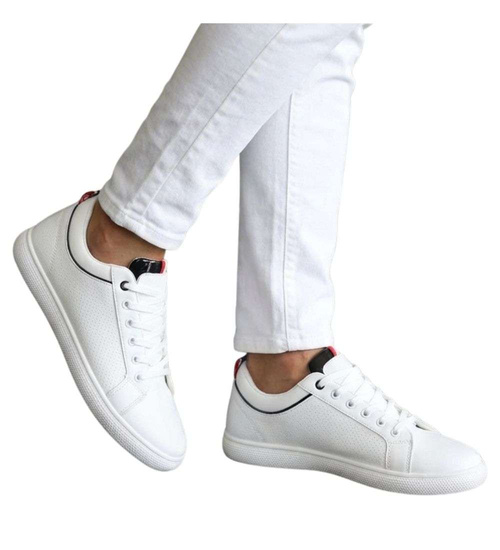 Białe męskie trampki sznurowane /G8-3 18679 T391/