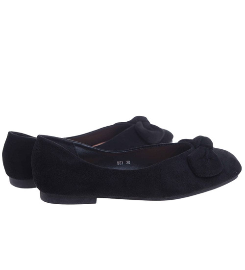 Czarne baleriny damskie z kokardą /E3-1 +h2 17696 W4-92/