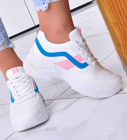 Wiązane sportowe buty damskie białe /F1-3 12519 T292/