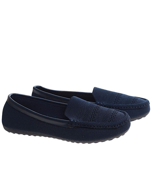 Granatowe ażurowe baleriny damskie lordsy /D1-2 16409 +h2 G187/