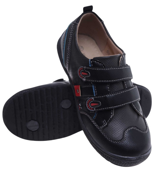 Chłopięce półbuty na rzepy Czarne /G7-2 18127 T282/