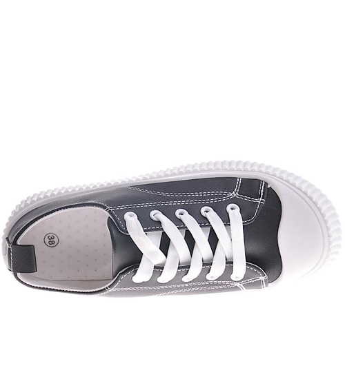 Czarne wiązane trampki creepersy /A5-2 12278 S293/