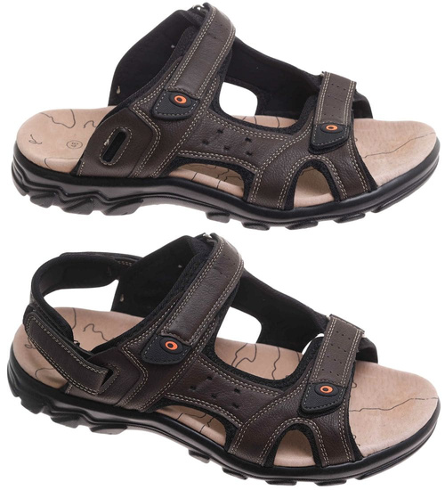 Sandały klapki męskie Brązowe nad wymiar /D8-1 17879 T582/