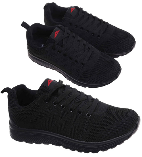 Sznurowane czarne męskie buty sportowe /F5-1 18040 T384/