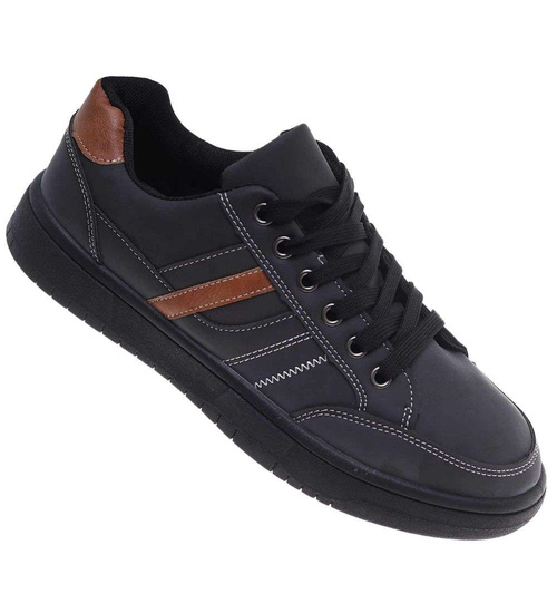 Czarne sznurowane męskie trampki /E9-2 14852 T399/