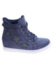 Granatowe sneakersy na niskim koturnie /C7-2 10540 T393/