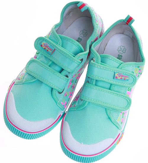 Miętowe dziewczęce tenisówki na rzepy /B3-1 16881 T1-3/